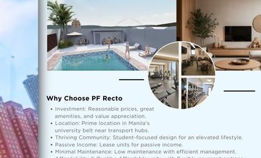 Pre-Selling 32.48sqm 1-Bedroom Corner Unit with Malacañan View – Perfect for Airbnb & Rentals! PF RECTO TOWER Infront of UE Recto!