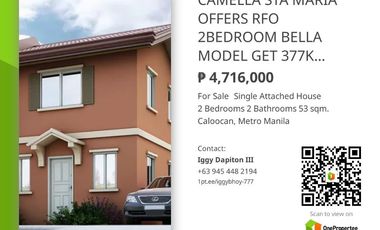 READY FOR OCCUPANCY 2-BEDROOM 2-TOILET & BATH 2-STOREY SINGLE FIREWALL BELLA MODEL CAMELLA SANTA MARIA 20K RESERVATION FEE