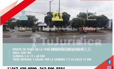 SE VENDE LOTE ZONA INDUSTRIAL SUR NEIVA