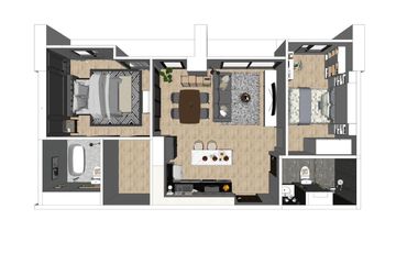 Intro Condominium Phahonyothin-Pradipat BTS Saphan Khwai, Bang Sue 76 sq.m 2 rooms, 2 rooms + Jacuzzi