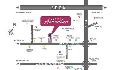 5% DP in 12 months Promo! The Atherton 2 Bedroom Condo in Dr A Santos Ave.,  Sucat Parañaque City near SM BF, Sucat, Puregold, Waltermart and NAIA Air