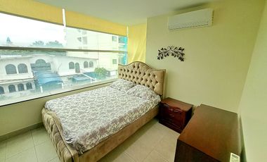 Departamento 2 dormitorios amoblado frente al mar en venta, sector Mall del Pacífico Manta
