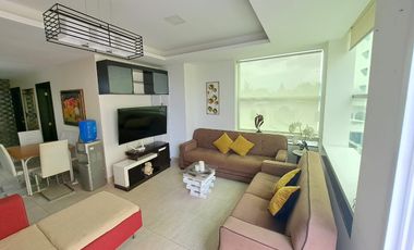 Departamento 2 dormitorios amoblado frente al mar en venta, sector Mall del Pacífico Manta