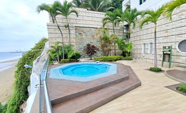 Departamento 2 dormitorios amoblado frente al mar en venta, sector Mall del Pacífico Manta