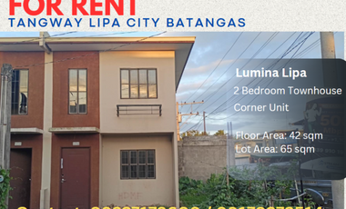 Modern Corner Lot Townhouse for Rent near Mount Malarayat - Lumina Homes, Lipa City, Batangas