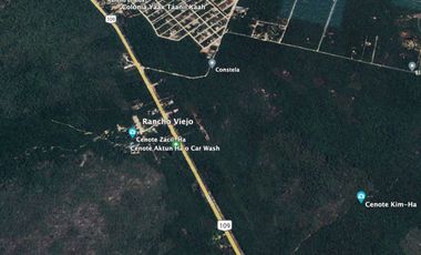 Terreno  venta 1.8 hectáreas en la carretera coba norte. Francisco Uh May. Tulum