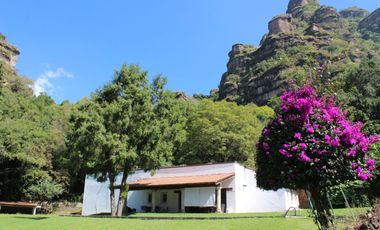 Hermosa propiedad con amplio jardín en Tepoztlán, Morelos rodeada de árboles frutales