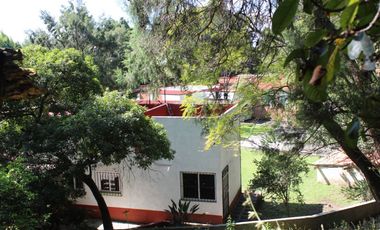 Hermosa propiedad con amplio jardín en Tepoztlán, Morelos rodeada de árboles frutales