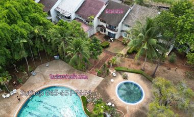 2-story vacation home for sale, 46 sq m, Oceanside Place, next to swimming pool, 300m from the sea, Klaeng, Rayong.