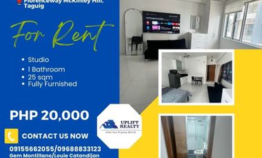 For rent furnished studio unit in Morgan Mckinley with 65 inches tv at 20k only!