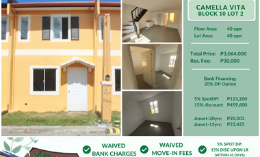 LIMITED INVENTORY ONLY & SAVE UP TO 459K - READY FOR OCCUPANCY 2-BEDROOM 2-STOREY REANA TOWNHOUSE IN CAMELLA VITA GENTRI