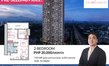 The Erin Heights Pre-selling Condo for Sale 54.5SQM 2 bed with balcony Commonwealth Quezon City
