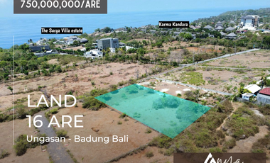 Dijual Tanah hak milik seluas 16 Are dekat dengan Pantai Melasti - Ungasan Bali