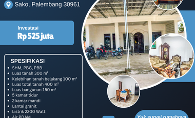 Rumah Dijual di Sako Palembang Dekat Pasar Perumnas Sako, RS Charitas Kenten