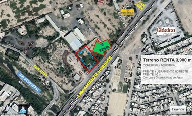 Terreno Renta Comercial Industrial LIBRAMIENTO NORESTE Garcia Parque Industrial Mitras Paraje San Jose 3900 m2