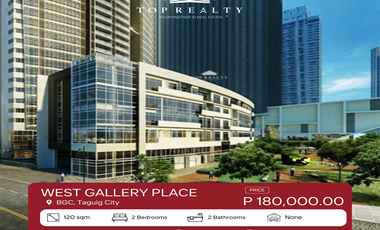 Brand New 2 Bedroom Condo for Rent in West Gallery Place at BGC, Taguig City