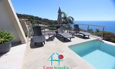 Casa en renta vacacional con alberca privada y vista al mar. 10 personas