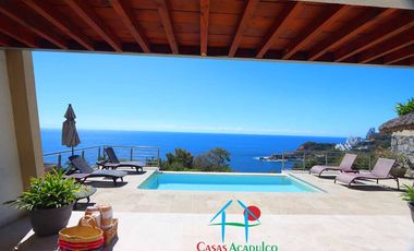 Casa en renta vacacional con alberca privada y vista al mar. 10 personas