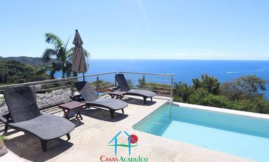 Casa en renta vacacional con alberca privada y vista al mar. 10 personas