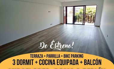 Miraflores ROMA - Departamento 2do.Piso DE ESTRENO 3dorm + Balcón + Cocina Equipada + Áreas Comunes(Terraza + Parrillas + Bike parking)