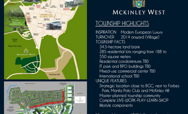 McKinley West Village Prime Lot Fort Bonifacio BGC Taguig City