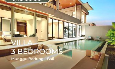 Dijual Brand New Modern Villa Fully Furnished 3 bedrooms di Munggu dekat Pererenan Canggu