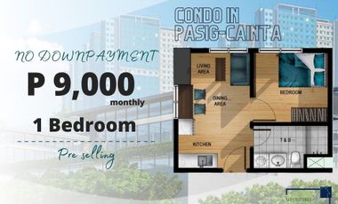 9000 MONTHLY 1-BEDROOM 30 sqm in PASIG CITY (NO DOWN PAYMENT)