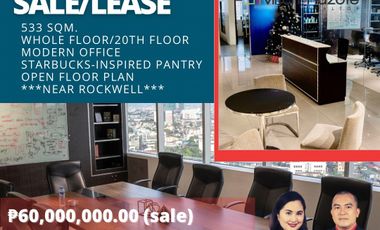 Ready For Occupancy Modern Fully-Furnished Office Space for Sale or Lease in Makati near Rockwell
