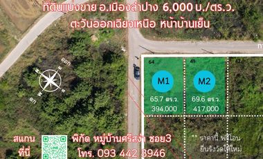 รหัสทรัพย์205LS ขายที่ดินแบ่งขาย อำเภอเมือง ลำปาง ใกล้ บิ๊กซีลำปาง เพียง3กม.