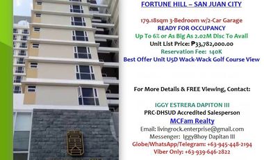 3-Bedroom Condo w/2-Slot Parking Unit Facing Wack-Wack Golf Course View 179.18sqm