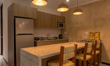 Departamento amueblado, en planta baja, con amenidades, en Chicxulub Puerto.