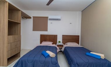 Departamento amueblado, en planta baja, con amenidades, en Chicxulub Puerto.