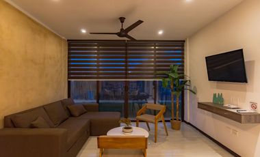 Departamento amueblado, en planta baja, con amenidades, en Chicxulub Puerto.