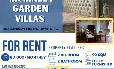 Nicely Interior Two Bedroom with Maids Room and Balcony for RENT in MCKINLEY GARDEN VILLAS- McKinley Hill 🏢✨