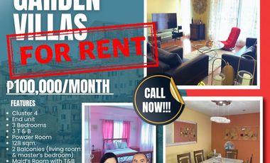 Charming and Spacious Fully Furnished 3-Bedroom Unit For Lease at McKinley Garden Villas Taguig Beside BGC