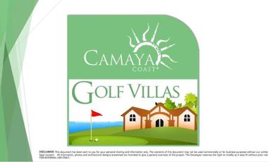 Condo for Sale!! Camaya Coast Golf Villas Studio Type