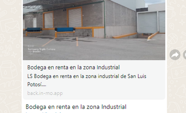 Bodega en Renta en Zona Industrial, 750 m2