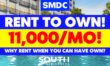 1BR RENT TO OWN CONDO FOR SALE IN SMDC SOUTH RESIDENCES LAS PIÑAS