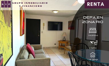 DEPARTAMENTO AMUEBLADO EN RENTA EN ZONA RIO | 2 REC | $1,400 DÓLARES