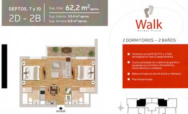Departamento 2d 2b  edificio Walk  Anibal Pinto