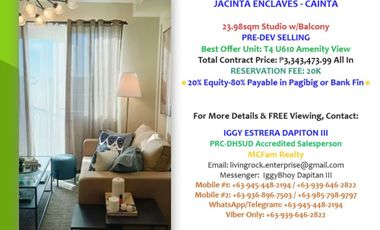 Best Unit B4 U610 Facing Ortigas Skyline! Only 20K To Reserve 23.98sqm Studio Jacinta Enclaves Cainta