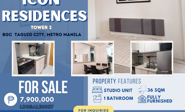 Clean Title Studio Unit for Sale in Icon Residences- BGC 🏢✨