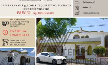 Vendo casa en Panamá 39, Lomas de Queretaro. Santiago de Querétaro, Qro. Remate bancario. Certeza jurídica y entrega garantizada