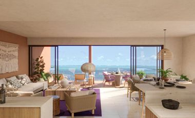 Departamento con Club de playa frente al mar, Alberca, gym y Salón de eventos, en   Costa mujeres, Cancun.