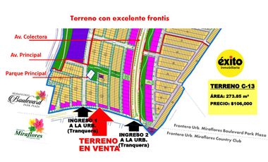 VENDO TERRENO EN ESQUINA CON EXCELENTE UBICACIÓN EN BOULEVARD