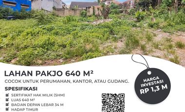 Jual Tanah 640 m2 di Pakjo Kota Palembang Dekat RS Bhayangkara Moh. Hasan