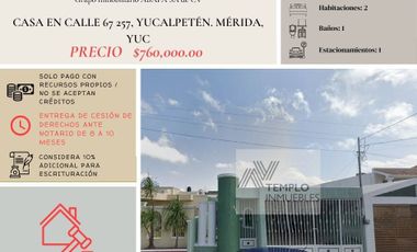 Vendo casa en Calle 67 257, Yucalpetén. Mérida, Yuc. Remate bancario. Certeza jurídica y entrega garantizada