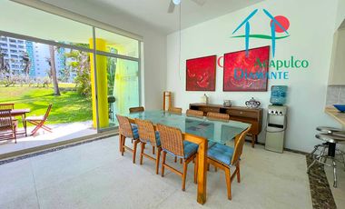 Casa en renta vacacional con terraza, jardín y alberca con vista al campo de golf de Mayan