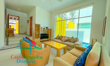 Casa en renta vacacional con terraza, jardín y alberca con vista al campo de golf de Mayan