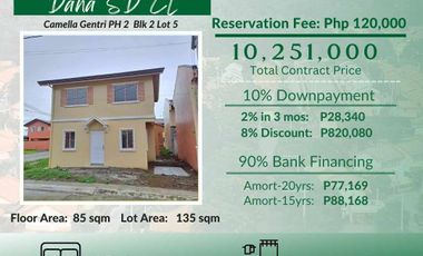 4 Bedroom House for Sale in Camella General Trias Cavite - Dana SD CL Model